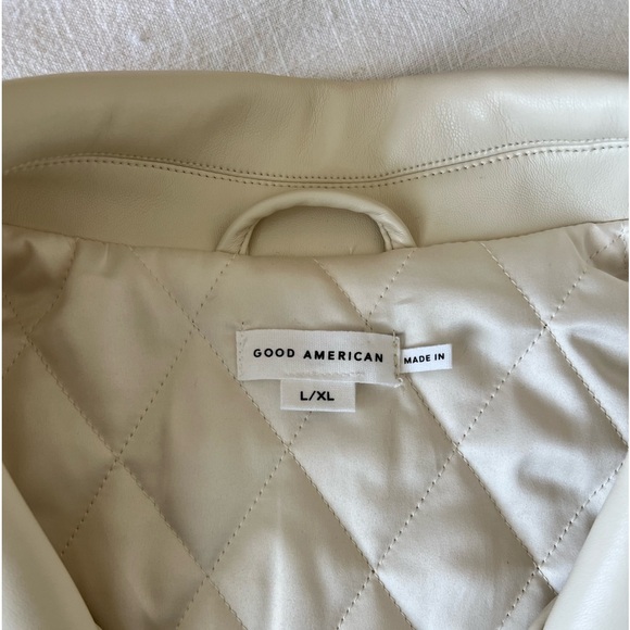 NWT Good American Oversized Faux Leather Moto Jacket- White Womens L/XL - Picture 3 of 5